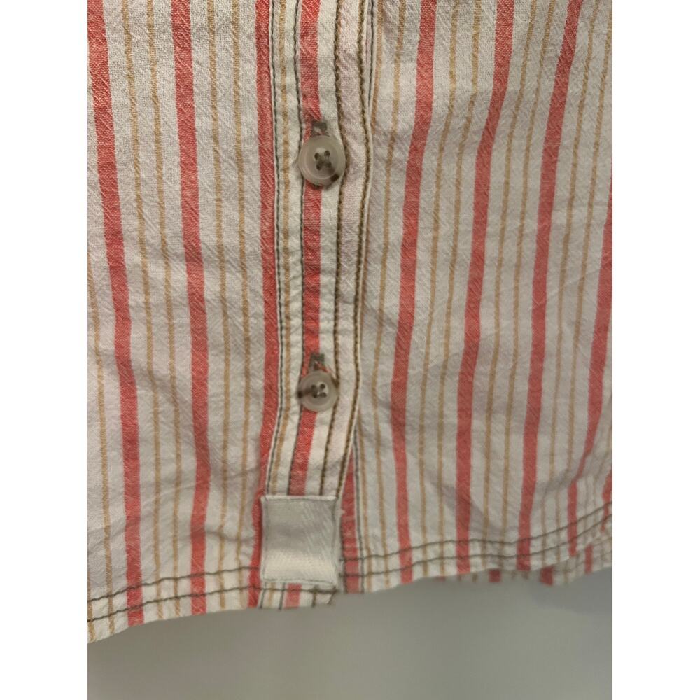 Free People We The Free Striped Red Oxford Crop Button Front XS Boxy Top Shirt - Picture 7 of 10